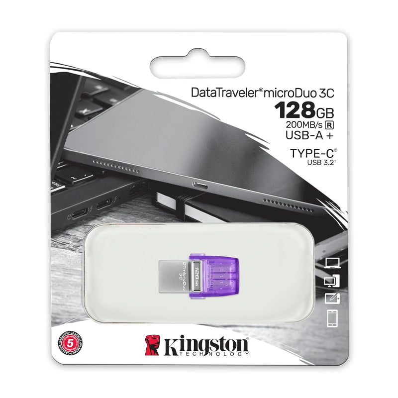 Memoria Flash Usb Kingston 128gb Datatraveler Microduo 3c 200mb/s Dual Usb-a + Usb-c[