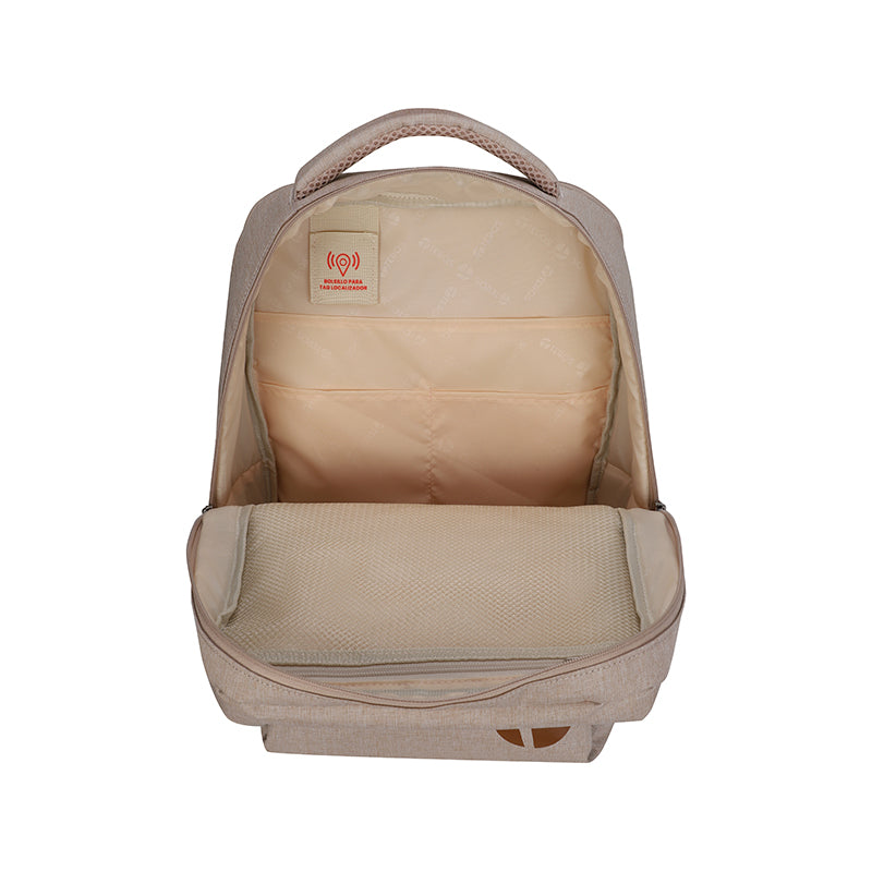 Backpack Teros City Iii Te-9046bg, Para Notebooksde Hasta 15.6, Color Beige Elev