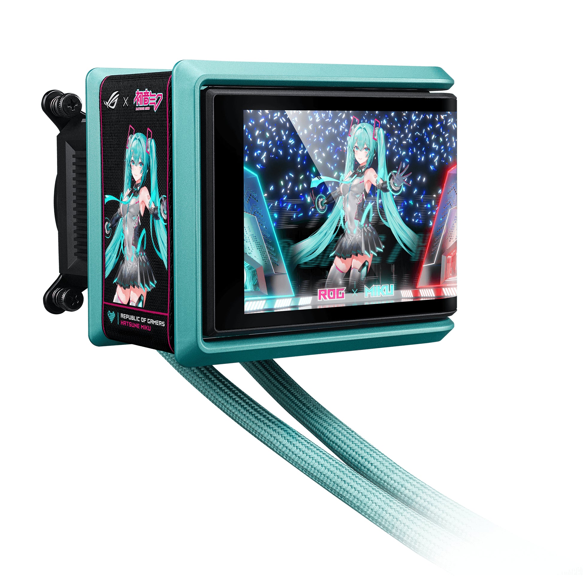 ASUS ROG RYUO IV 360 ARGB Hatsune Miku Edition Procesador Sistema de refrigeración líquida todo en uno 12 cm Negro, Turquesa
