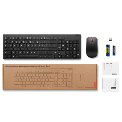 Teclado + Mouse Inalámbricos Lenovo Essential Combo Gen2, Negro, Español (la) 171[@@@