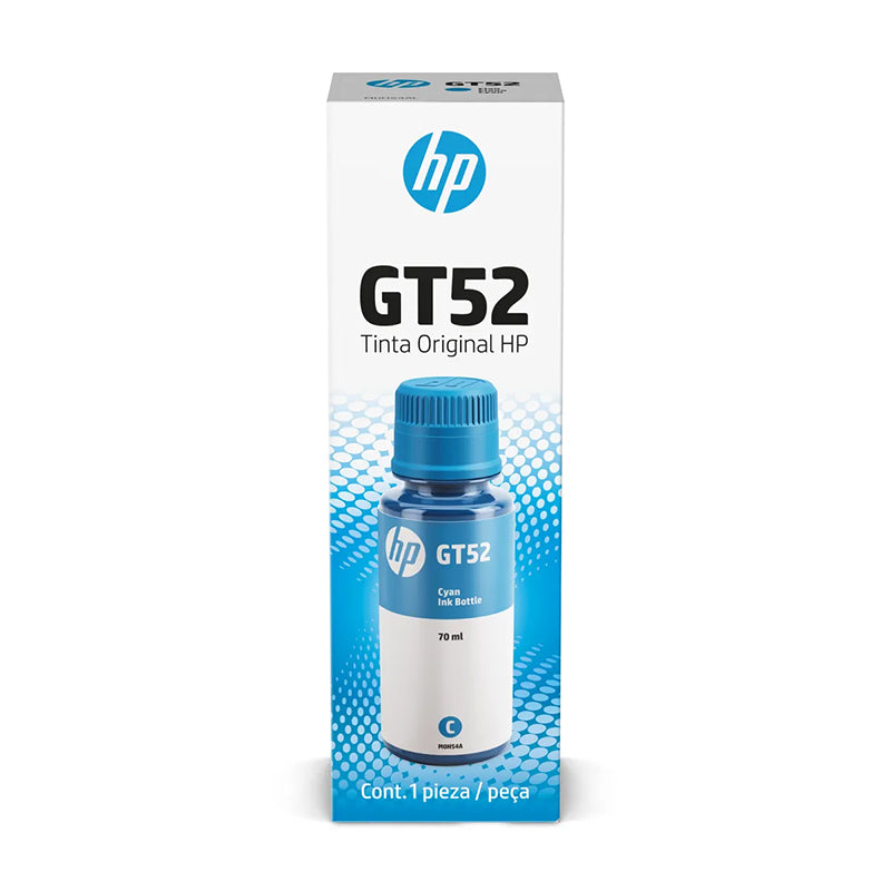 Botella De Tinta Original Cian Hp Gt52 (m0h54al),70ml. Compatibilidad Con Impres