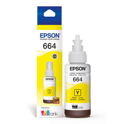 Botella De Tinta Epson T664420, Color Amarillo, Contenido 70ml, Para Impresoras Epson