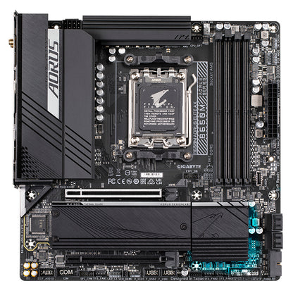 GIGABYTE B650M AORUS ELITE AX Placa base - AMD Ryzen serie 9000, VRM de 12+2+1 fases, hasta 8000 MHz DDR5 (OC), 1xPCIe 5.0 + 1xPCIe 4.0 M.2, LAN 2,5 GbE, WIFI 6E, USB 3.2 Gen 2