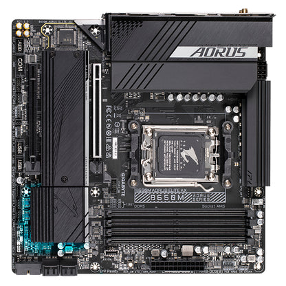 GIGABYTE B650M AORUS ELITE AX Placa base - AMD Ryzen serie 9000, VRM de 12+2+1 fases, hasta 8000 MHz DDR5 (OC), 1xPCIe 5.0 + 1xPCIe 4.0 M.2, LAN 2,5 GbE, WIFI 6E, USB 3.2 Gen 2