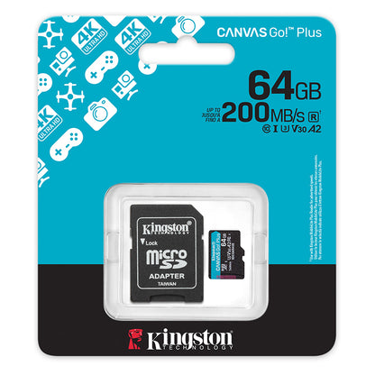 Memoria Flash Microsd Kingston Canvas Go! Plus, 64gb, Con Adaptador Sd Dimensione