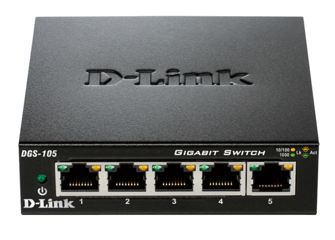 D-Link DGS-105 switch No administrado L2 Gigabit Ethernet (10/100/1000) Escritorio Negro