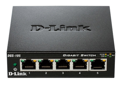 D-Link DGS-105 switch No administrado L2 Gigabit Ethernet (10/100/1000) Escritorio Negro