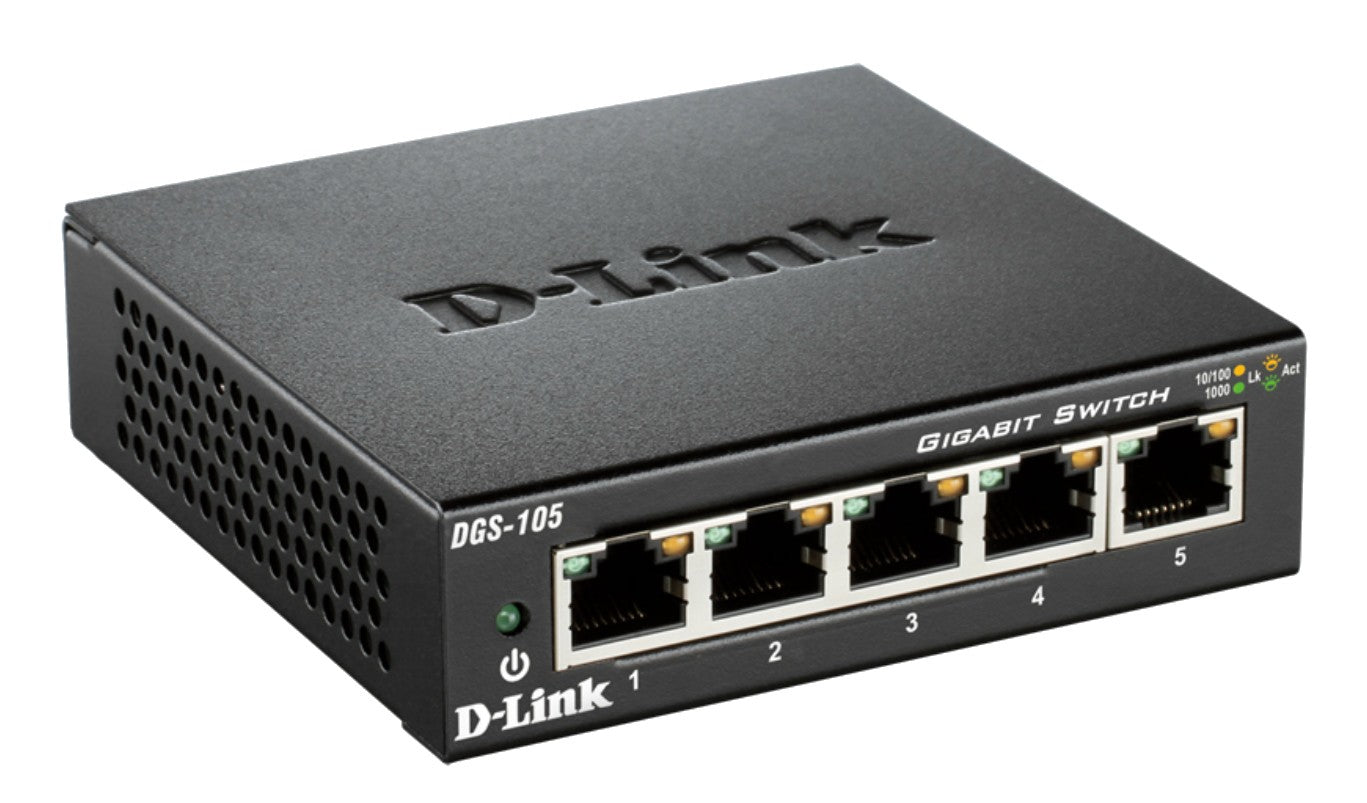 D-Link DGS-105 switch No administrado L2 Gigabit Ethernet (10/100/1000) Escritorio Negro