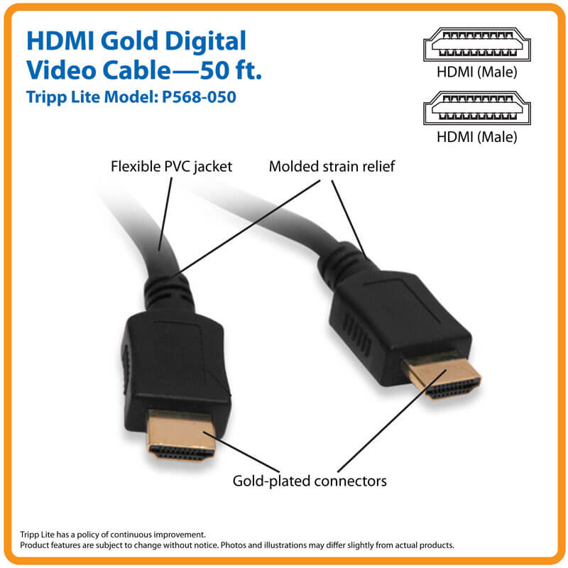 Cable De Video Tripp-lite P568-050, Hdmi, Hd 1080p, Negro, 15.24 Mts. 
