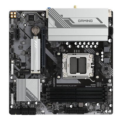 GIGABYTE B650M GAMING PLUS WIFI Placa base - Procesadores AMD Ryzen 9000, VRM de 5+2+2 fases, hasta 8000 MHz DDR5, 2xPCIe 4.0 M.2, LAN 2.5GbE, WIFI 6E, USB 3.2 Gen 1
