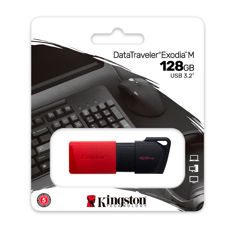 Memoria Flash Usb Kingston Datatraveler Exodia M,128gb, Usb 3.2 Gen 1, Rojo Prese