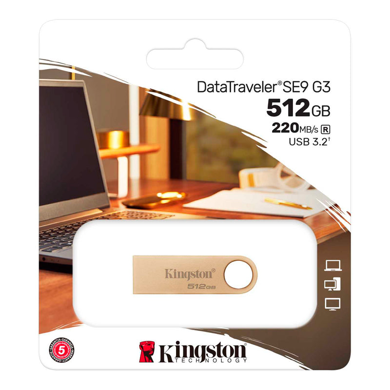 Memoria Flash Usb Kingston Datatraveler Se9 G3, 512gb, Usb 3.2 Gen 1 (tipo-a) Vel