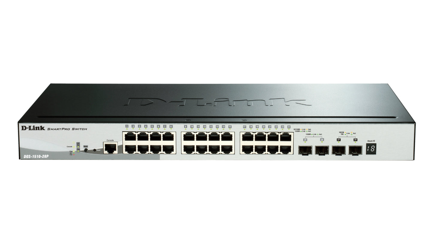 D-Link DGS-1510-28P switch Gestionado L3 Gigabit Ethernet (10/100/1000) Energía sobre Ethernet (PoE) Negro