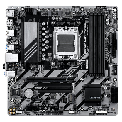 GIGABYTE B840M D3HP WIFI6E Placa Base – CPUs AMD Ryzen 9000, VRM de 8+2+2 fases, hasta 8200 MHz DDR5 (O.C.), 2× M.2 PCIe 4.0, Wi-Fi 6E, LAN 1 GbE, USB 3.2 Gen 2