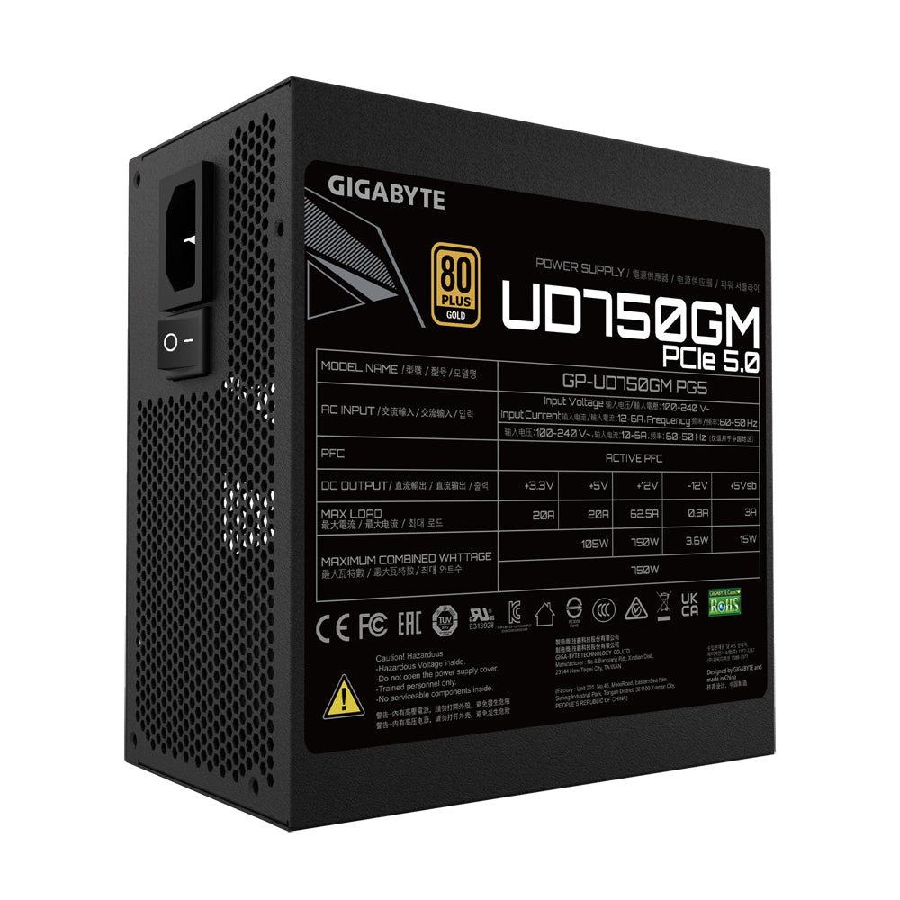 GIGABYTE UD750GM PG5 unidad de fuente de alimentación 750 W 20+4 pin ATX ATX Negro