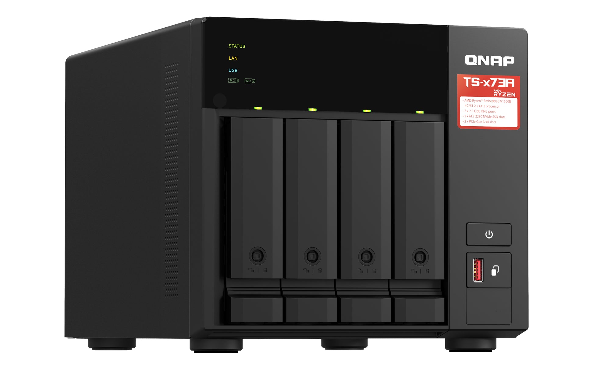QNAP TS-473A NAS Torre Ryzen Embedded V1500B 8 GB DDR4 0 TB QNAP Turbo System Negro