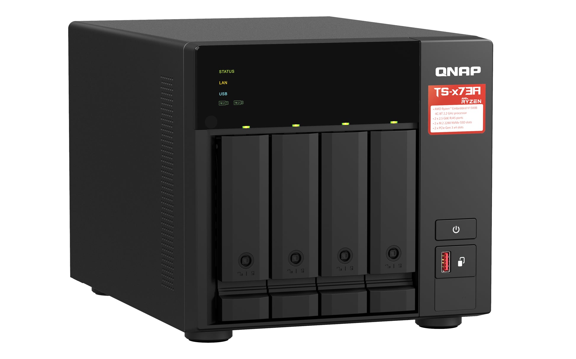 QNAP TS-473A NAS Torre Ryzen Embedded V1500B 8 GB DDR4 0 TB QNAP Turbo System Negro