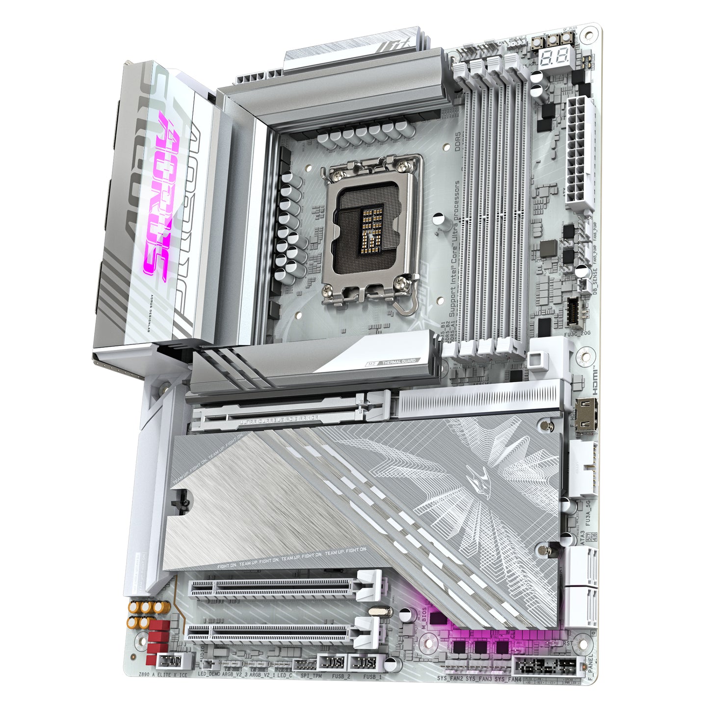 GIGABYTE Placa base Z890 AORUS ELITE X ICE - Compatible con CPUs Intel Core Ultra (Serie 2), VRM de 16+1+2 fases, hasta 9500MHz DDR5 (OC), 1xPCIe 5.0 + 4xPCIe 4.0, Wi-Fi 7, LAN 2.5GbE, Thunderbolt 4