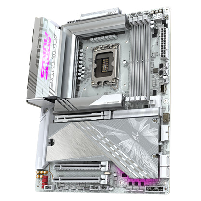 GIGABYTE Placa base Z890 AORUS ELITE X ICE - Compatible con CPUs Intel Core Ultra (Serie 2), VRM de 16+1+2 fases, hasta 9500MHz DDR5 (OC), 1xPCIe 5.0 + 4xPCIe 4.0, Wi-Fi 7, LAN 2.5GbE, Thunderbolt 4