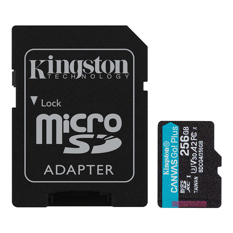 Memoria Flash Microsd Kingston Canvas Go! Plus, 256gb, Con Adaptador Sd Dimension