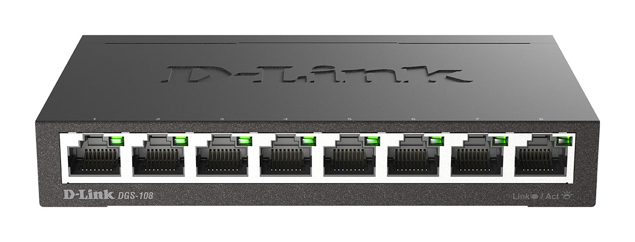 D-Link DGS-108 switch No administrado L2 Gigabit Ethernet (10/100/1000) Escritorio Negro