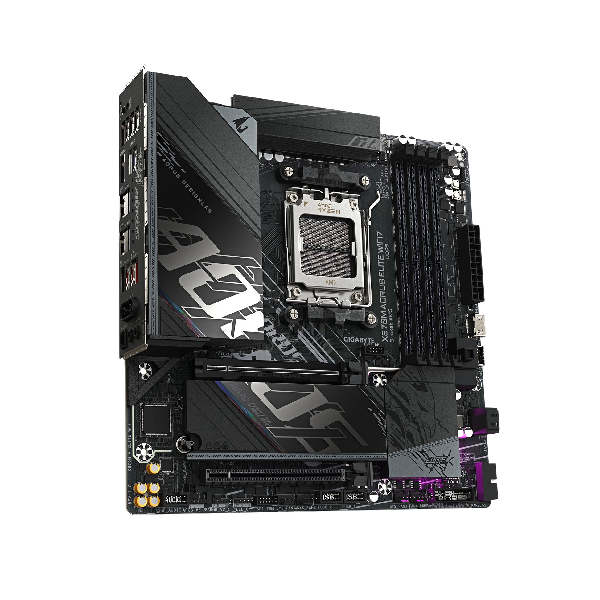 GIGABYTE X870M AORUS ELITE WIFI7 Placa Base – Compatible con procesadores AMD Ryzen 9000, VRM digital de 14+2+2 fases, hasta 8200 MHz DDR5 (OC), 1 x PCIe 5.0 + 1 x PCIe 4.0, Wi-Fi 7, LAN 2.5 GbE, USB 4