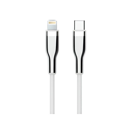 Cable Usb Teros Te-70212w, Tipo C A Lightning, 3a, 20w Máx, Blanco Y Plateado Con