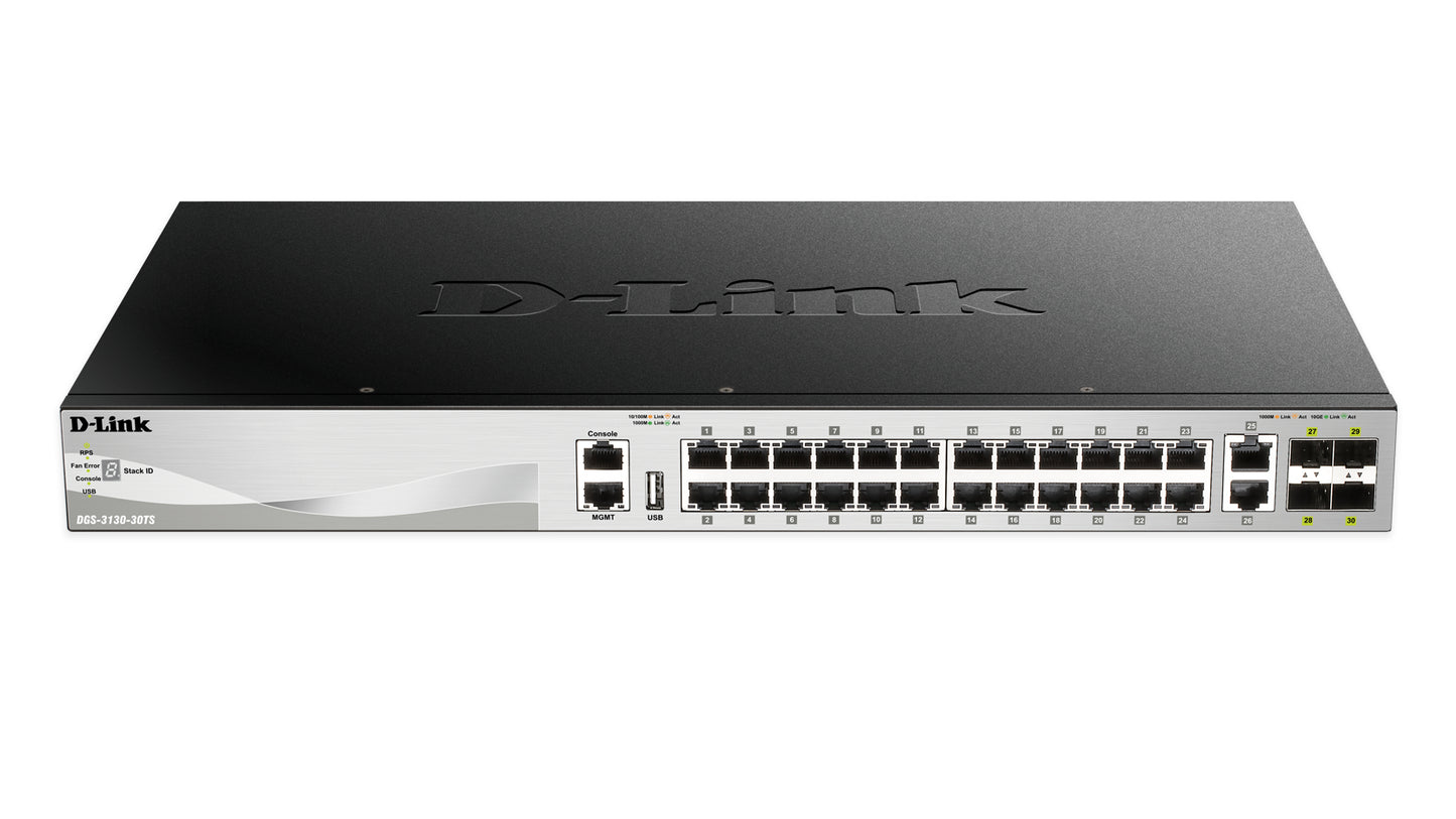 D-Link DGS-3130-30TS switch Gestionado L3 Gigabit Ethernet (10/100/1000) Negro, Gris