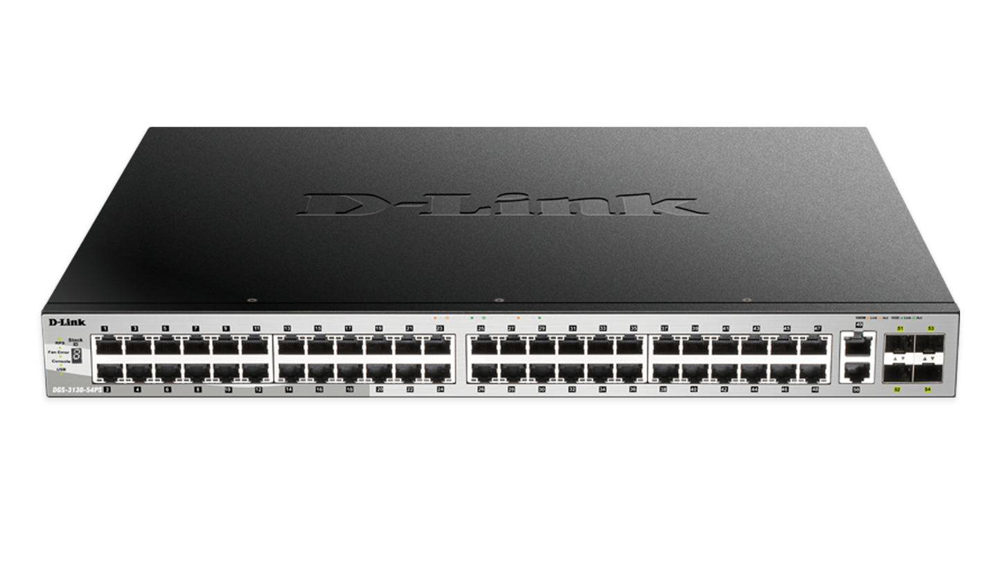D-Link DGS-3130-54PS Gestionado L3 Gigabit Ethernet (10/100/1000) Energía sobre Ethernet (PoE) Negro, Gris
