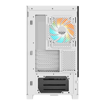 GIGABYTE C201 PANORAMIC ICE Caja para PC – Torre media, m-ATX, compatible con radiador de 360 mm, 3 ventiladores preinstalados, USB 3.0, compatible con RGB Fusion