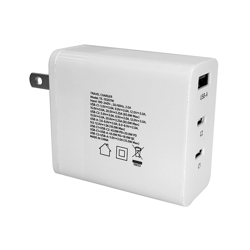 Cargador Usb-a Usb-c Teros Te-70207w, Gan, Pd 65w, Blanco Potencia Y Eficiencia E