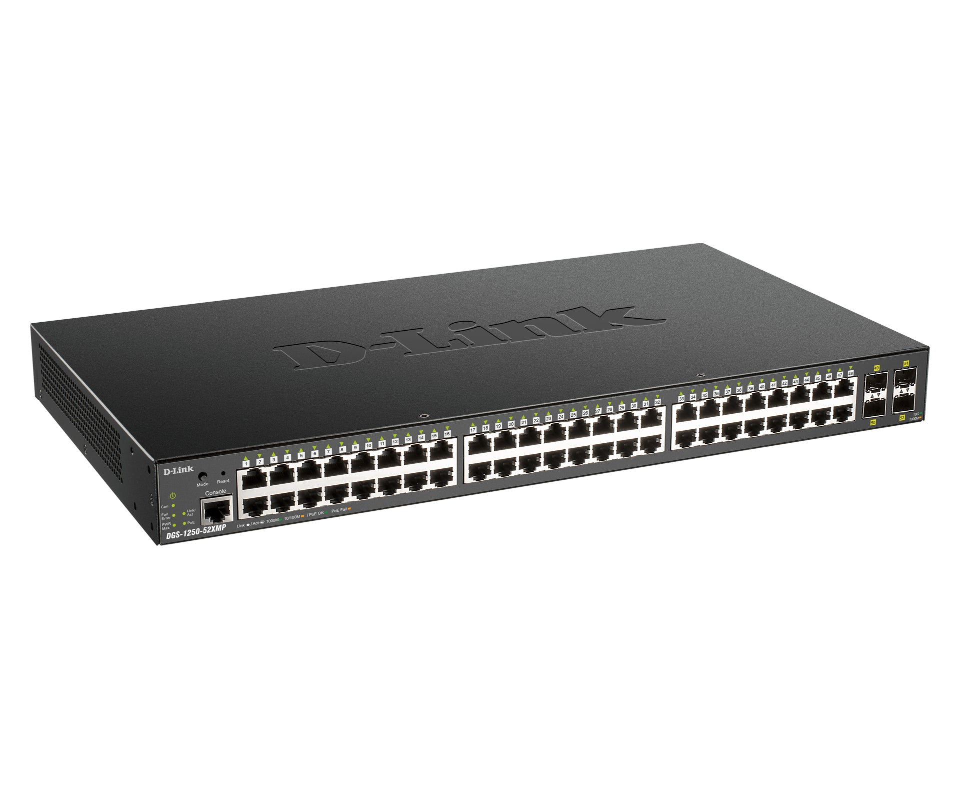 D-Link DGS-1250-52XMP switch Gestionado L3 Energía sobre Ethernet (PoE) Negro