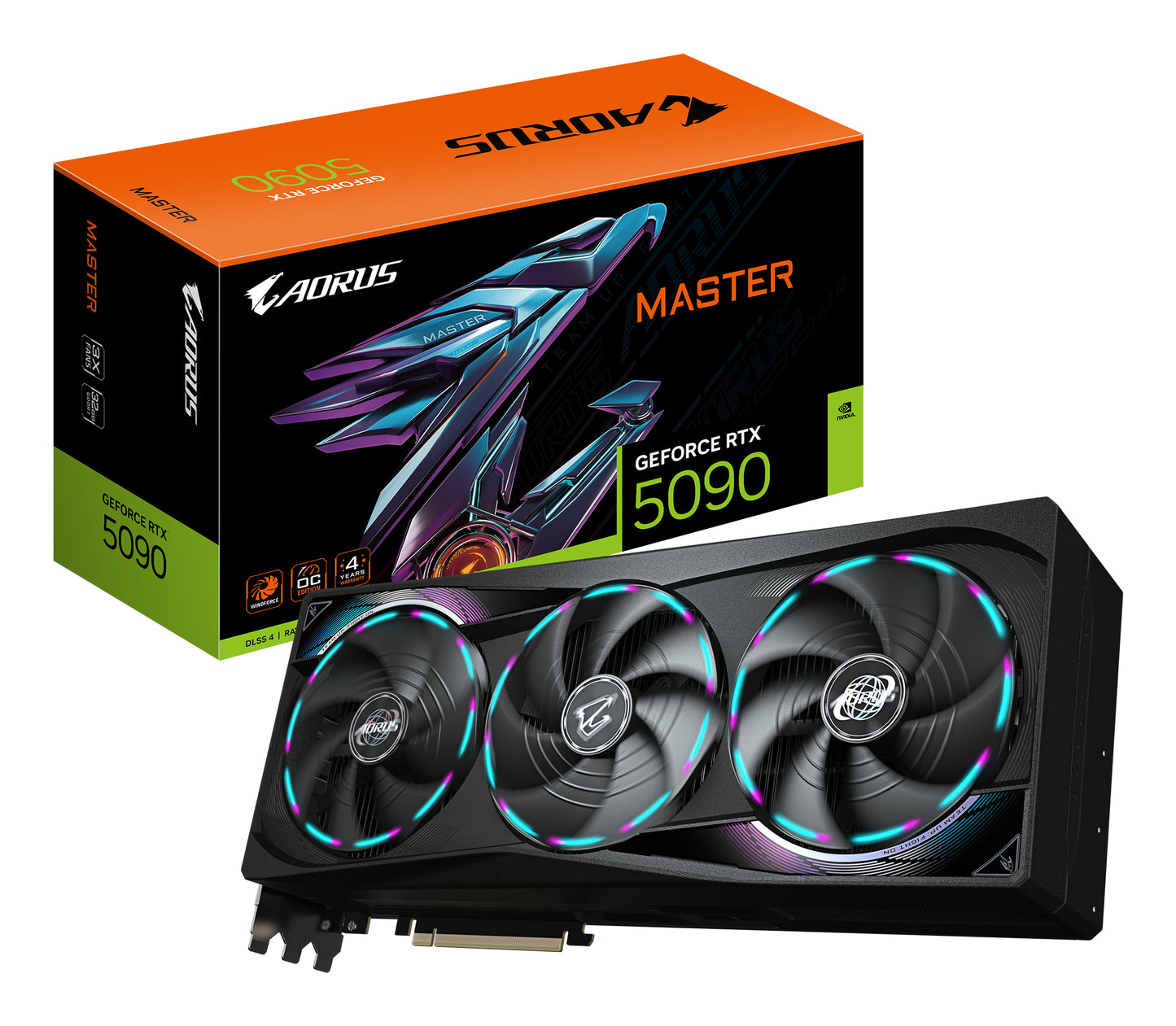 GIGABYTE AORUS GeForce RTX 5090 MASTER 32G Tarjeta Gráfica - 32GB GDDR7, 512 bits, PCI-E 5.0, 2655MHz Frecuencia Base, 3 x DP 2.1a, 1 x HDMI 2.1b, GV-N5090AORUS M-32GD