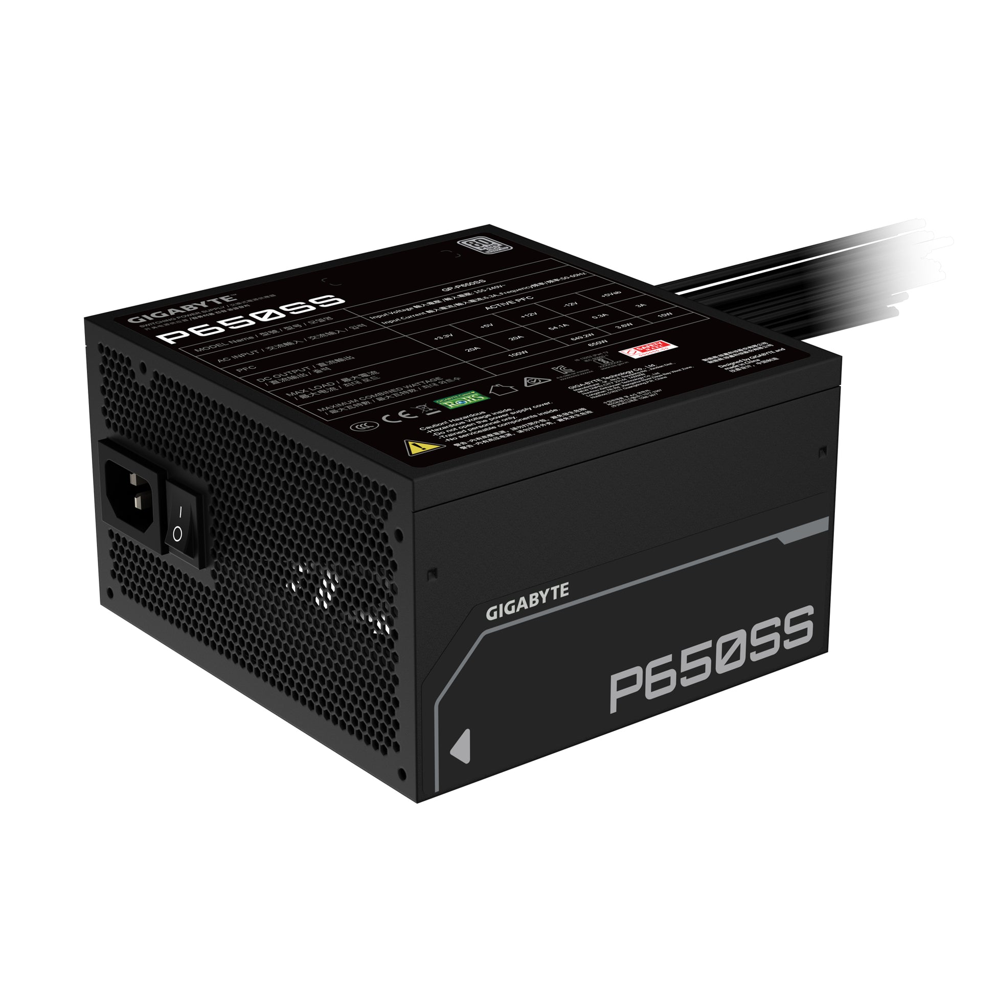 GIGABYTE P650SS unidad de fuente de alimentación 650 W 20+4 pin ATX ATX Negro