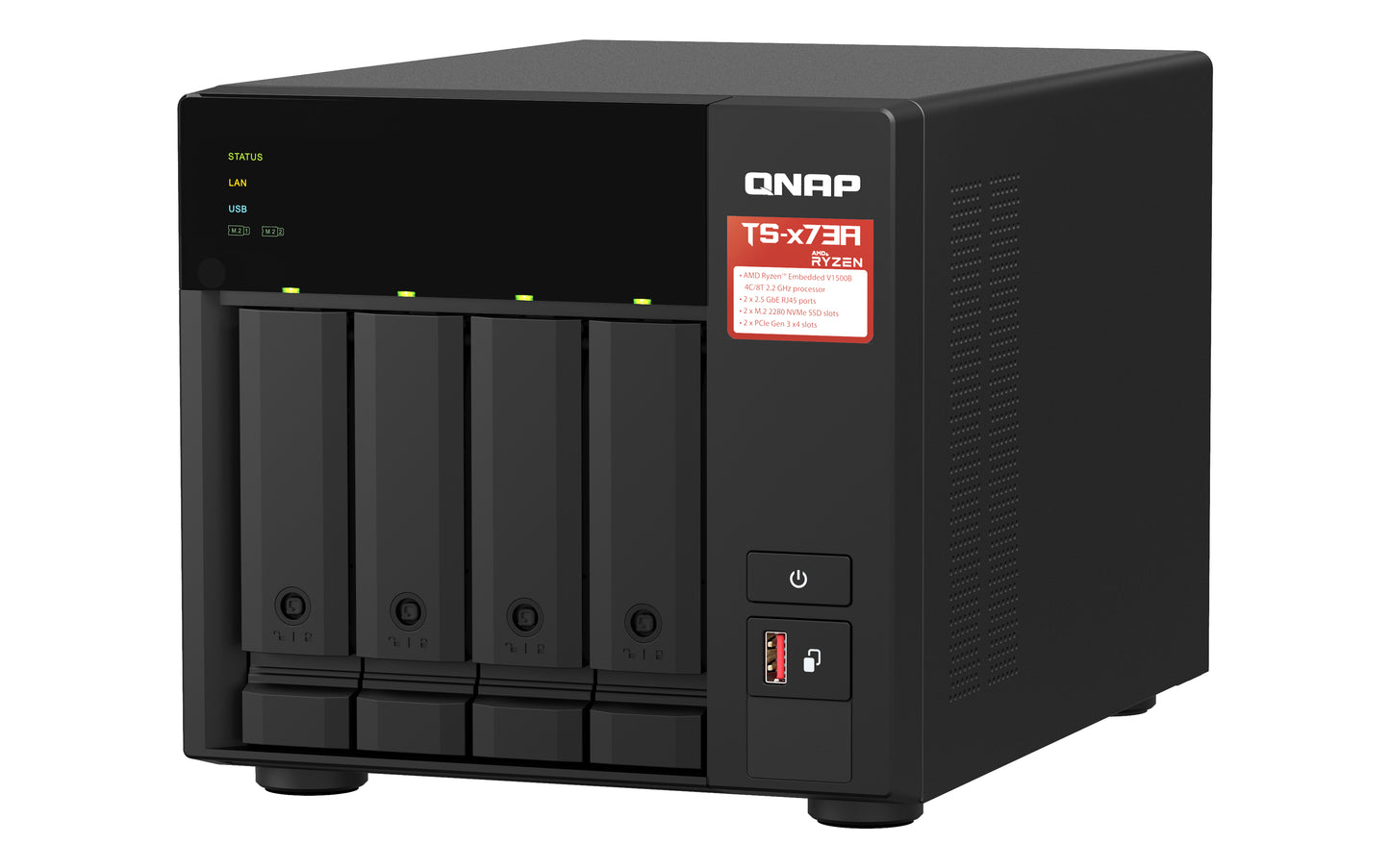 QNAP TS-473A NAS Torre Ryzen Embedded V1500B 8 GB DDR4 0 TB QNAP Turbo System Negro