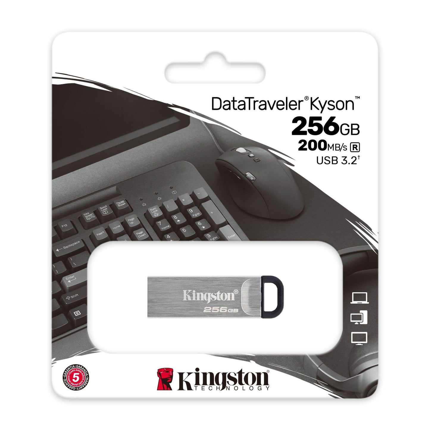 Unidad Flash Usb Kingston Datatraveler Kyson, 256gb, Interfaz: Usb 3.2 Gen 1 La U