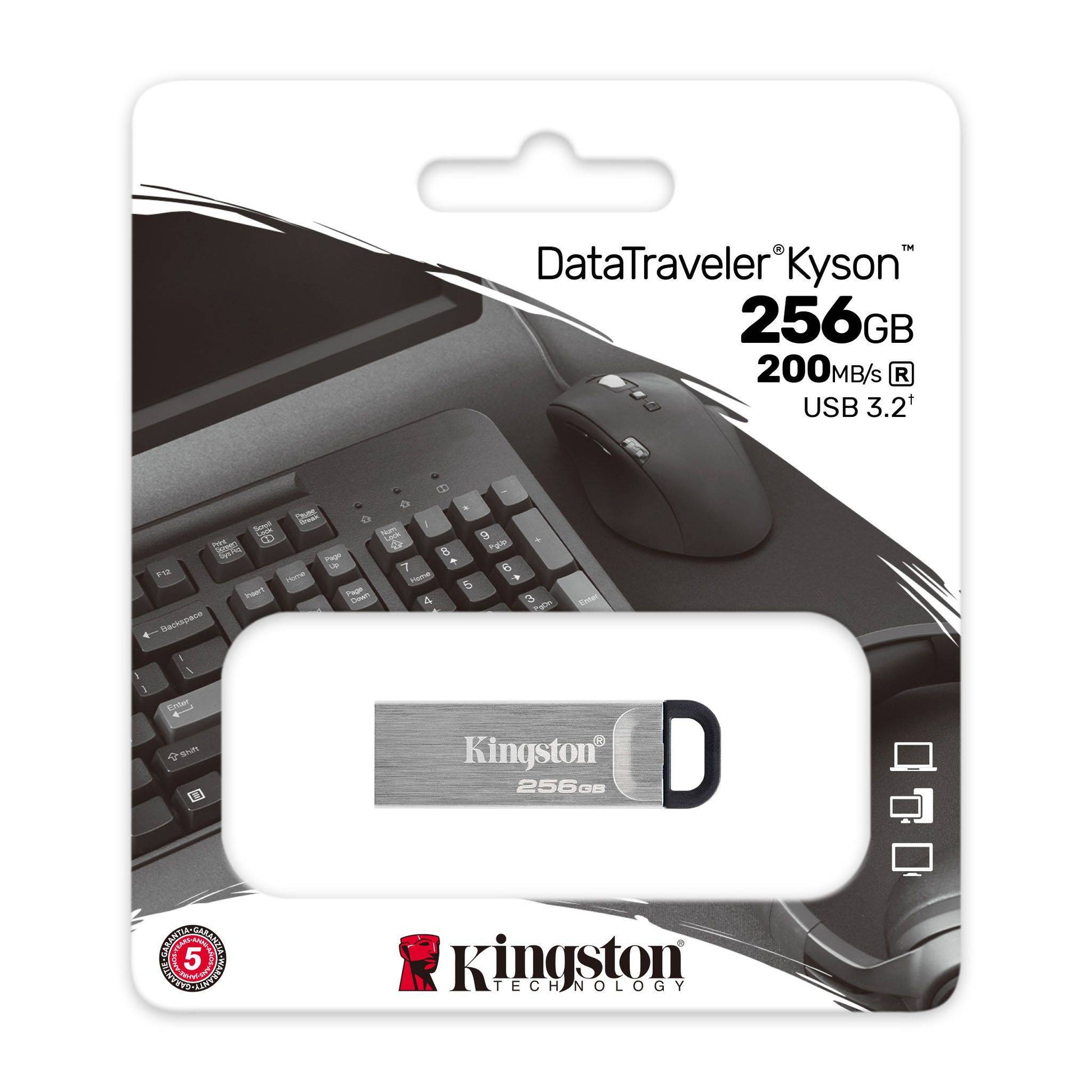 Unidad Flash Usb Kingston Datatraveler Kyson, 256gb, Interfaz: Usb 3.2 Gen 1 La U