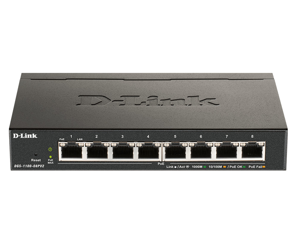 D-Link DGS-1100-08PV2/B Gestionado L2/L3 Gigabit Ethernet (10/100/1000) Energía sobre Ethernet (PoE) Negro