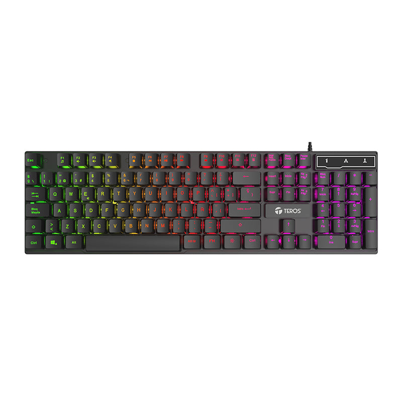 Teclado Gamer Teros Te-4072g, Rgb, Usb, Negro