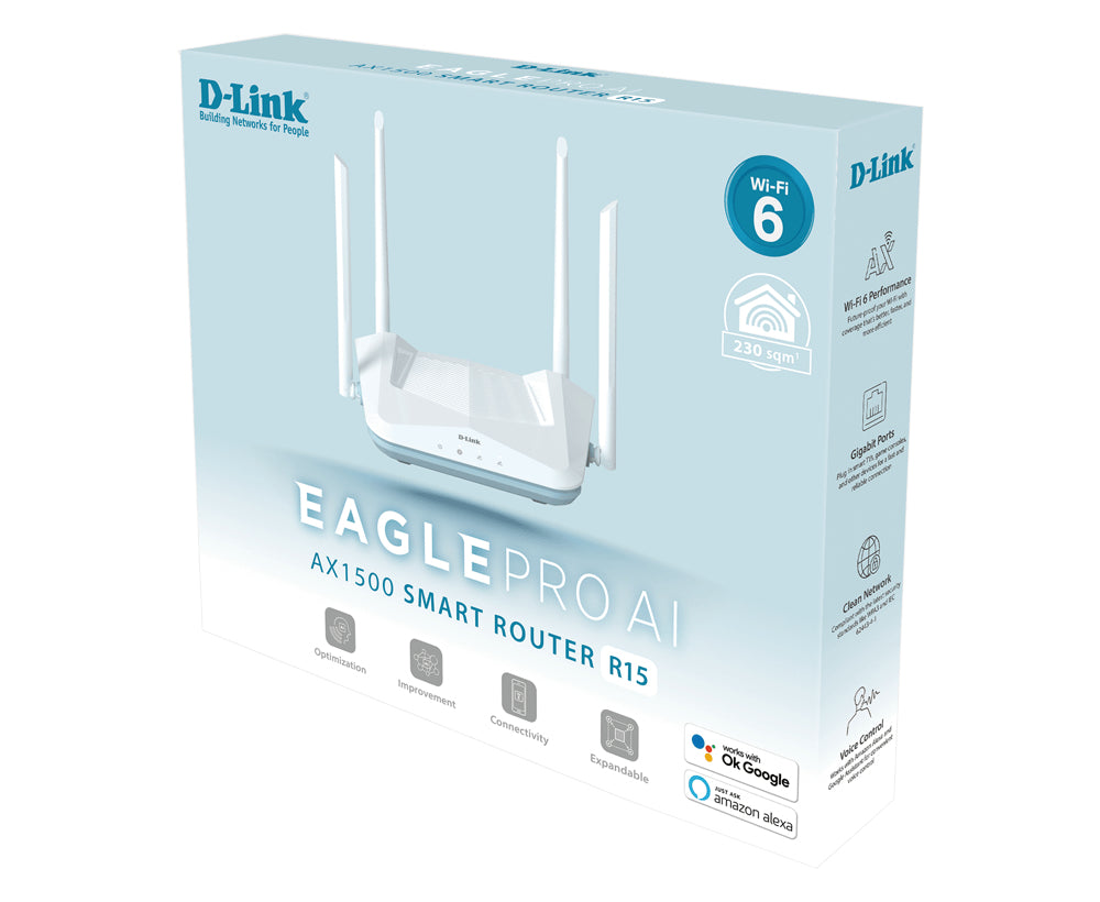 D-Link R15 router inalámbrico Gigabit Ethernet Doble banda (2,4 GHz / 5 GHz) Blanco