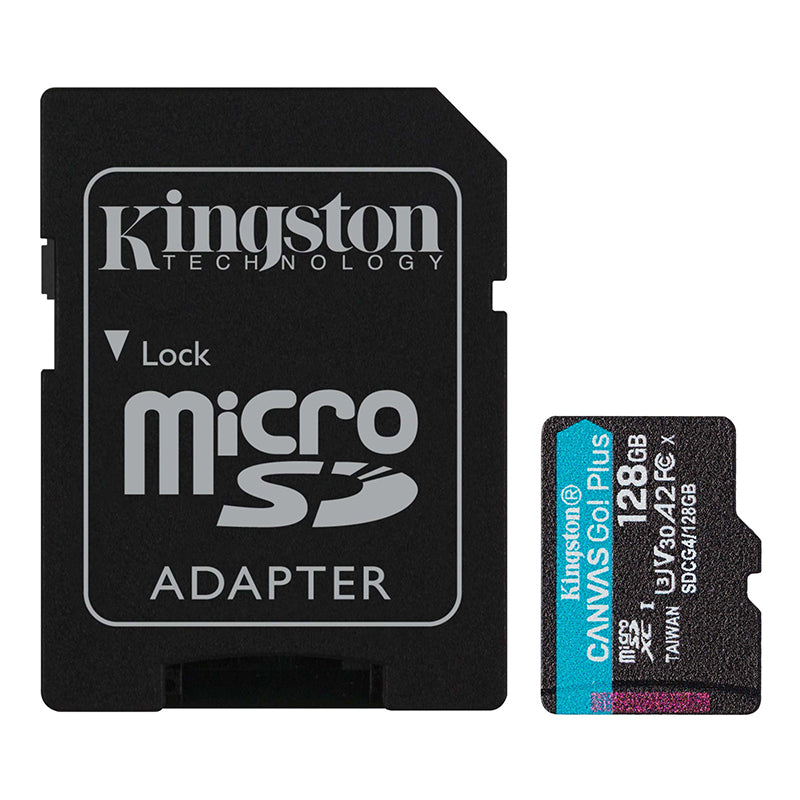 Memoria Flash Microsd Kingston Canvas Go! Plus, 128gb, Con Adaptador Sd Dimension