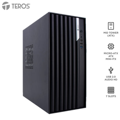 Case Con Fuente Teros Te-1036s, Full, E-atx / Atx/ Micro-atx / Itx, Usb-a, Audio, 250
