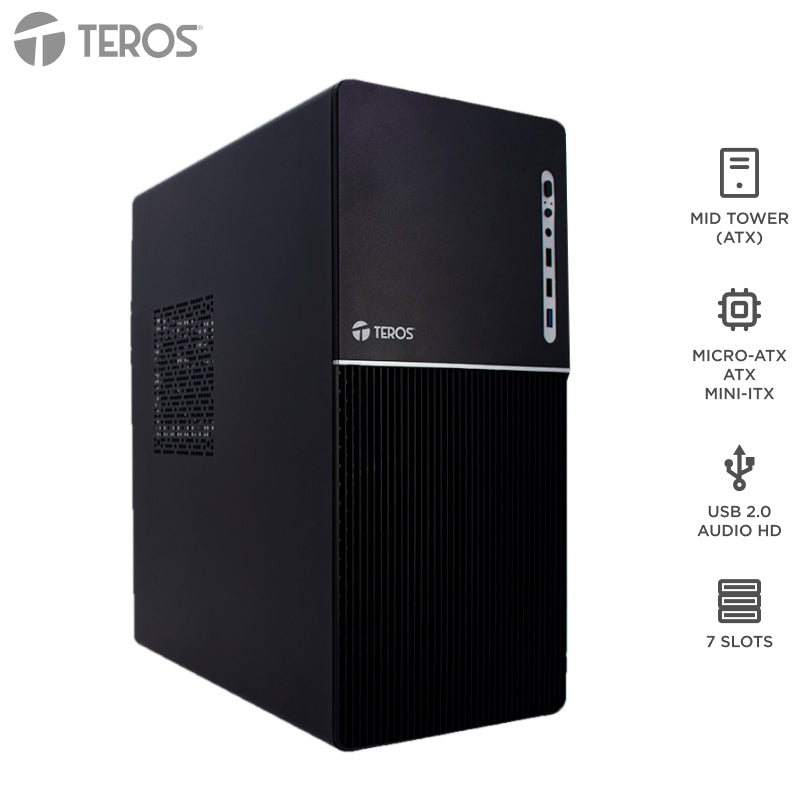 Case Con Fuente Teros Te-1037s, Full, E-atx / Atx/ Micro-atx / Itx, Usb-a, Audio, 250
