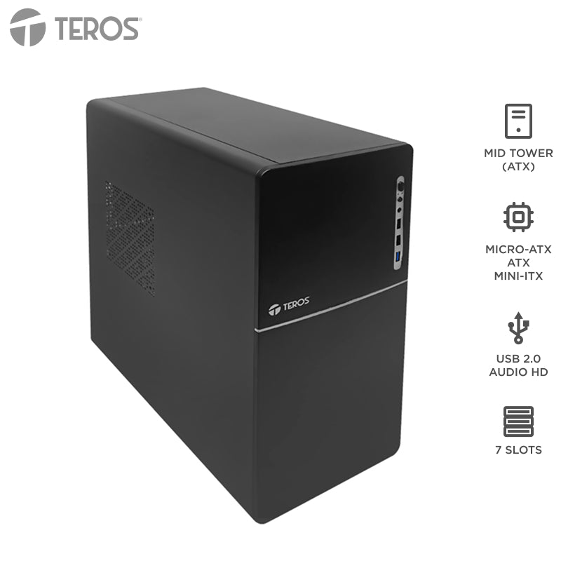 Case Con Fuente Teros Te-1038s, Full, E-atx / Atx/ Micro-atx / Itx, Usb-a, Audio, 250