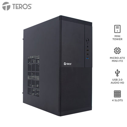 Case Con Fuente Teros Te-1033s, Mini Tower, Micro-atx / Mini-itx, Usb-a, Audio, 250w[