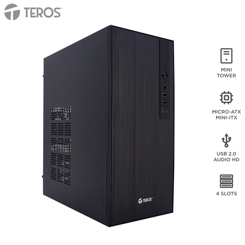 Case Con Fuente Teros Te-1034s, Mini Tower, Micro-atx / Mini-itx, Usb-a, Audio, 250w[