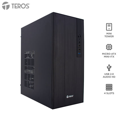 Case Con Fuente Teros Te-1034s, Mini Tower, Micro-atx / Mini-itx, Usb-a, Audio, 250w[