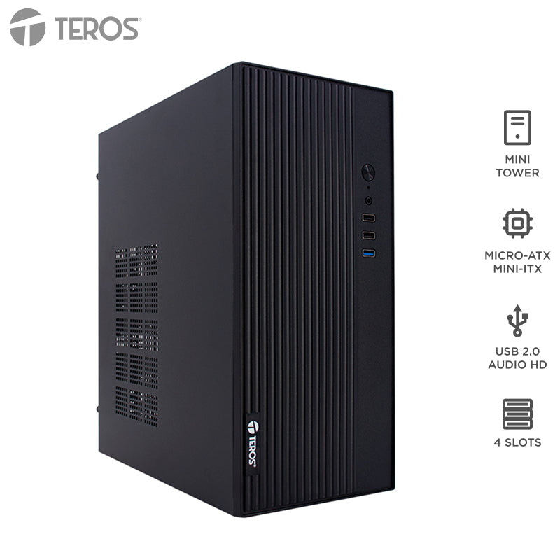 Case Con Fuente Teros Te-1035s, Mini Tower, Micro-atx / Mini-itx, Usb-a, Audio, 250w[