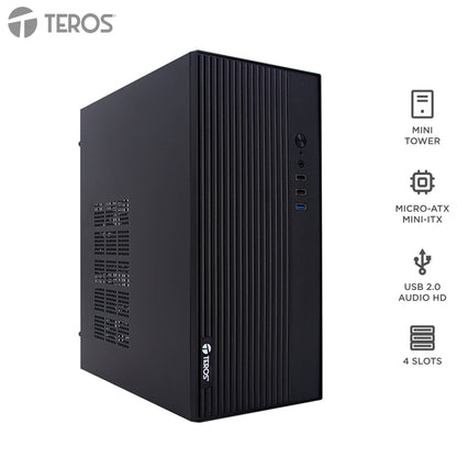 Case Con Fuente Teros Te-1035s, Mini Tower, Micro-atx / Mini-itx, Usb-a, Audio, 250w[
