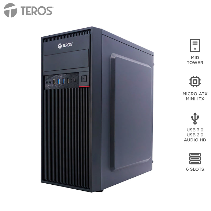 Case Gamer Teros Te-1319g, Mid Tower, 450w, Usb 3.0 / 2.0, Audio, Negro El Case G